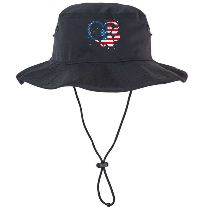 American Flag Patriotic Dog & Cat Paw Print 4th Of July Legacy Cool Fit Booney Bucket Hat