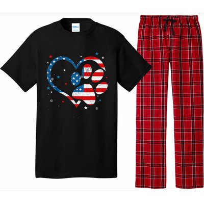 American Flag Patriotic Dog & Cat Paw Print 4th Of July Pajama Set