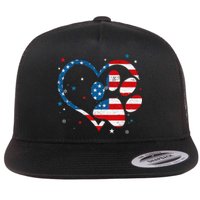 American Flag Patriotic Dog & Cat Paw Print 4th Of July Flat Bill Trucker Hat