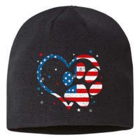 American Flag Patriotic Dog & Cat Paw Print 4th Of July Sustainable Beanie