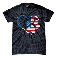 American Flag Patriotic Dog & Cat Paw Print 4th Of July Tie-Dye T-Shirt