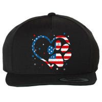 American Flag Patriotic Dog & Cat Paw Print 4th Of July Wool Snapback Cap