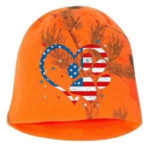 American Flag Patriotic Dog & Cat Paw Print 4th Of July Kati - Camo Knit Beanie