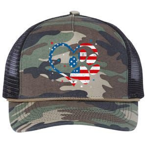 American Flag Patriotic Dog & Cat Paw Print 4th Of July Retro Rope Trucker Hat Cap