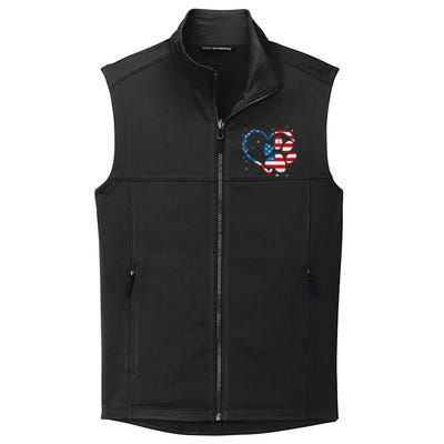 American Flag Patriotic Dog & Cat Paw Print 4th Of July Collective Smooth Fleece Vest