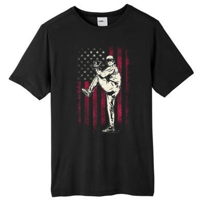 American Flag Pitcher Baseball Apparel Baseball Tall Fusion ChromaSoft Performance T-Shirt