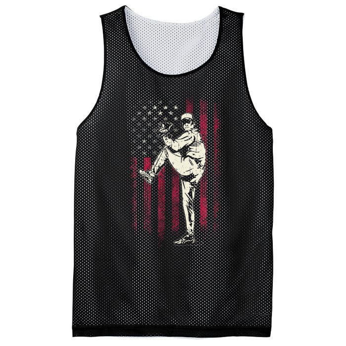 American Flag Pitcher Baseball Apparel Baseball Mesh Reversible Basketball Jersey Tank