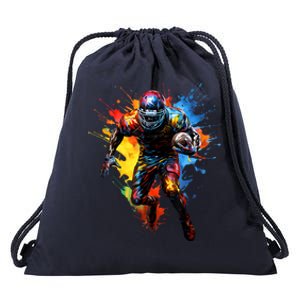 American Football Player Paint Drawstring Bag