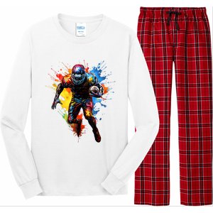 American Football Player Paint Long Sleeve Pajama Set