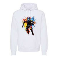 American Football Player Paint Premium Hoodie