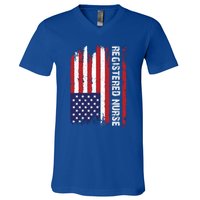 American Flag Patriotic Cool Gift V-Neck T-Shirt