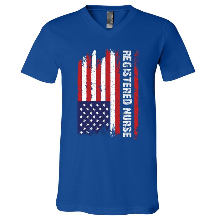 American Flag Patriotic Cool Gift V-Neck T-Shirt