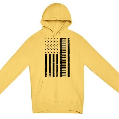 American Flag Piano Piano Player Lover Gift Premium Pullover Hoodie