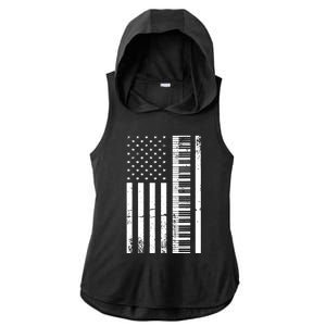 American Flag Piano Piano Player Lover Gift Ladies PosiCharge Tri-Blend Wicking Draft Hoodie Tank