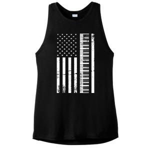 American Flag Piano Piano Player Lover Gift Ladies PosiCharge Tri-Blend Wicking Tank