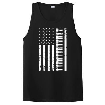 American Flag Piano Piano Player Lover Gift PosiCharge Competitor Tank