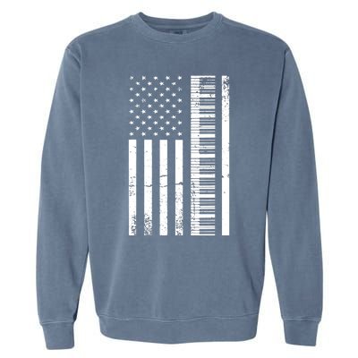 American Flag Piano Piano Player Lover Gift Garment-Dyed Sweatshirt