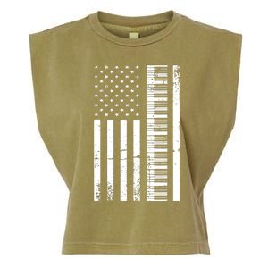 American Flag Piano Piano Player Lover Gift Garment-Dyed Women's Muscle Tee