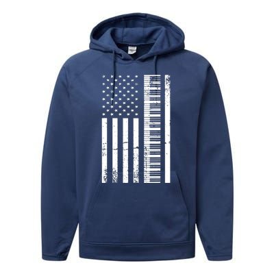 American Flag Piano Piano Player Lover Gift Performance Fleece Hoodie