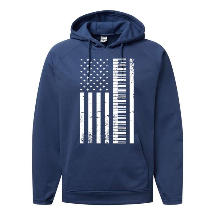 American Flag Piano Piano Player Lover Gift Performance Fleece Hoodie