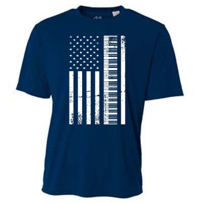 American Flag Piano Piano Player Lover Gift Cooling Performance Crew T-Shirt