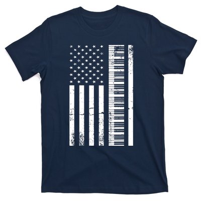 American Flag Piano Piano Player Lover Gift T-Shirt