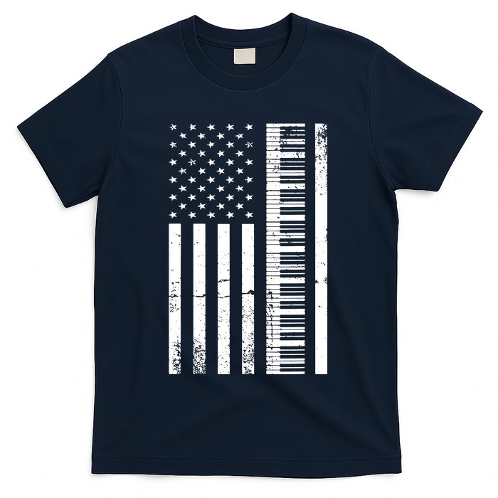 American Flag Piano Piano Player Lover Gift T-Shirt