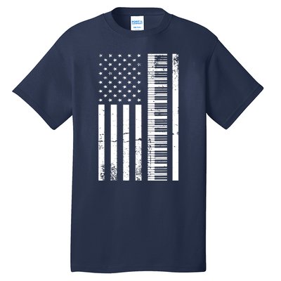 American Flag Piano Piano Player Lover Gift Tall T-Shirt