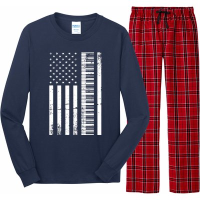 American Flag Piano Piano Player Lover Gift Long Sleeve Pajama Set