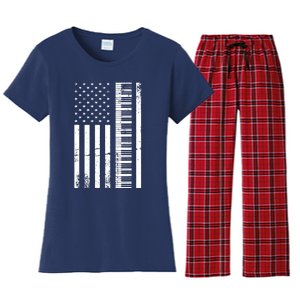 American Flag Piano Piano Player Lover Gift Women's Flannel Pajama Set