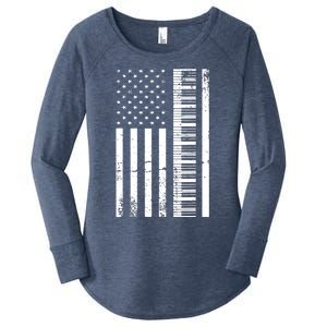 American Flag Piano Piano Player Lover Gift Women's Perfect Tri Tunic Long Sleeve Shirt