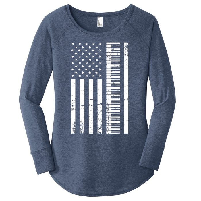 American Flag Piano Piano Player Lover Gift Women's Perfect Tri Tunic Long Sleeve Shirt