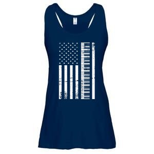 American Flag Piano Piano Player Lover Gift Ladies Essential Flowy Tank