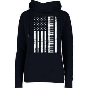 American Flag Piano Piano Player Lover Gift Womens Funnel Neck Pullover Hood