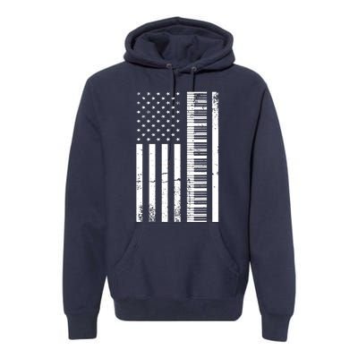 American Flag Piano Piano Player Lover Gift Premium Hoodie