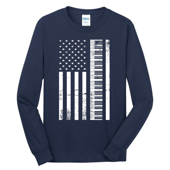 American Flag Piano Piano Player Lover Gift Tall Long Sleeve T-Shirt