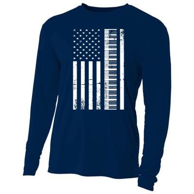 American Flag Piano Piano Player Lover Gift Cooling Performance Long Sleeve Crew