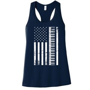 American Flag Piano Piano Player Lover Gift Women's Racerback Tank