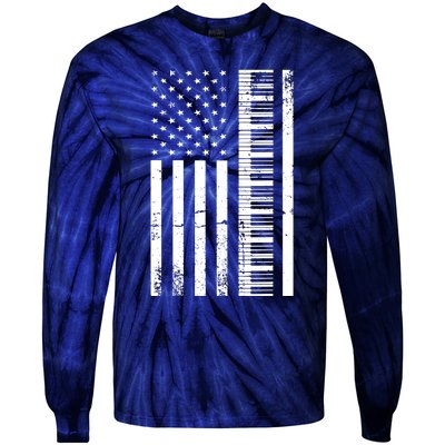 American Flag Piano Piano Player Lover Gift Tie-Dye Long Sleeve Shirt