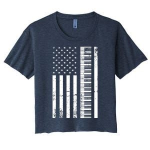 American Flag Piano Piano Player Lover Gift Women's Crop Top Tee