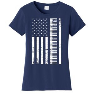 American Flag Piano Piano Player Lover Gift Women's T-Shirt