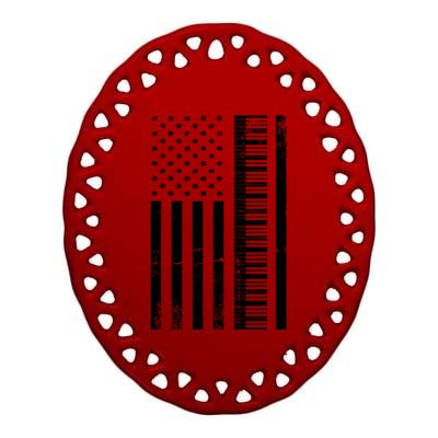 American Flag Piano Piano Player Lover Gift Ceramic Oval Ornament