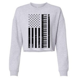 American Flag Piano Piano Player Lover Gift Cropped Pullover Crew