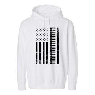 American Flag Piano Piano Player Lover Gift Garment-Dyed Fleece Hoodie