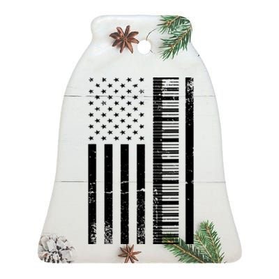 American Flag Piano Piano Player Lover Gift Ceramic Bell Ornament