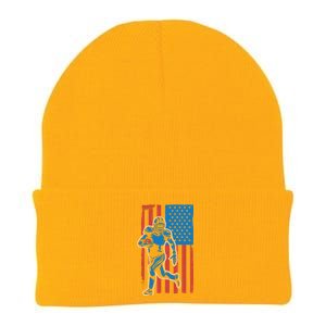 American Football Player Flag Knit Cap Winter Beanie