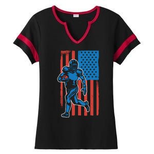 American Football Player Flag Ladies Halftime Notch Neck Tee