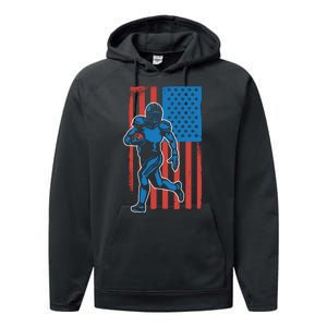 American Football Player Flag Performance Fleece Hoodie