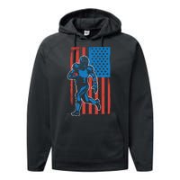 American Football Player Flag Performance Fleece Hoodie