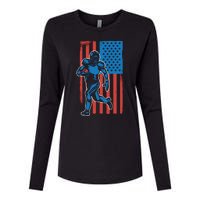 American Football Player Flag Womens Cotton Relaxed Long Sleeve T-Shirt